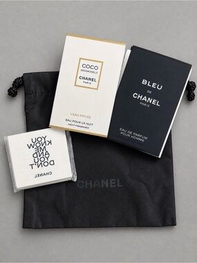 Chanel  Fragrance Gift Set Pouch + Coco Mademoiselle + Bleu De Chanel +
Extras